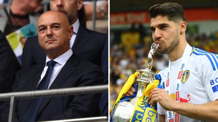 Split image of Tottenham Hotspur chairman Daniel Levy and Manor Solomon, on loan with Leeds United.