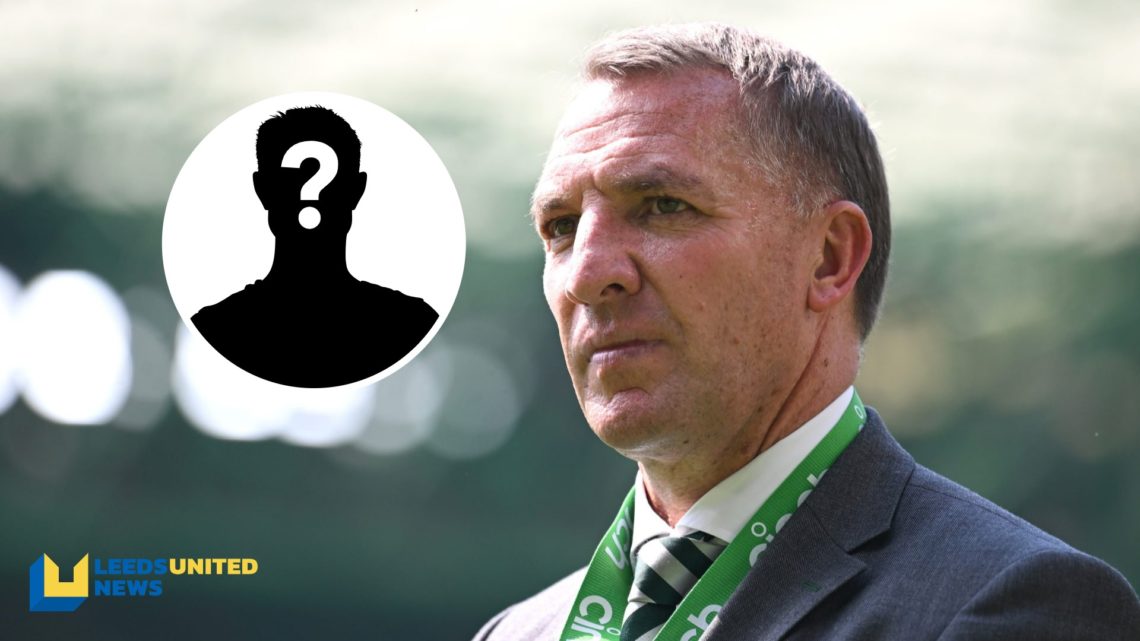 Celtic manager Brendan Rodgers looks on after winning the Scottish Premiership title. Inset a picture of a mystery player.