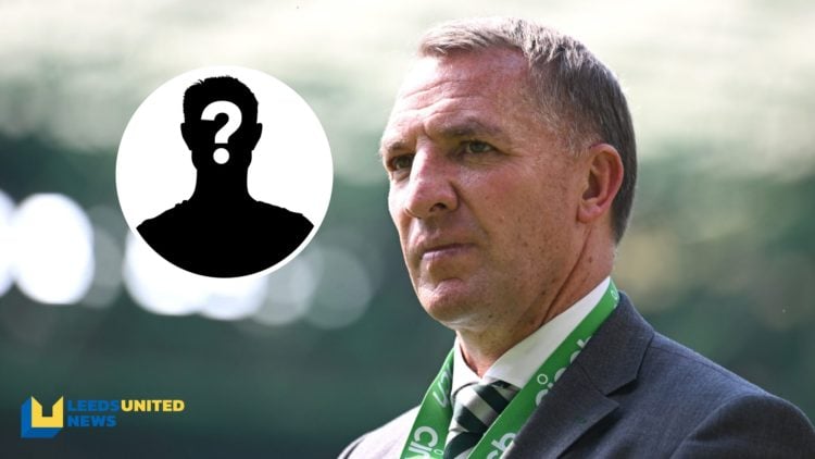 Celtic manager Brendan Rodgers looks on after winning the Scottish Premiership title. Inset a picture of a mystery player.