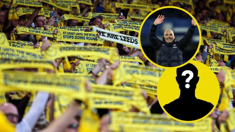 Leeds United fans in 2025. Inset, Chelsea manager Enzo Maresca. Inset, LUN Mystery Player Icon.