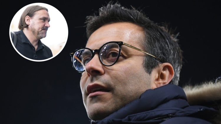 Leeds United manager, Daniel Farke. Inset, former Leeds United owner Andrea Radrizzani