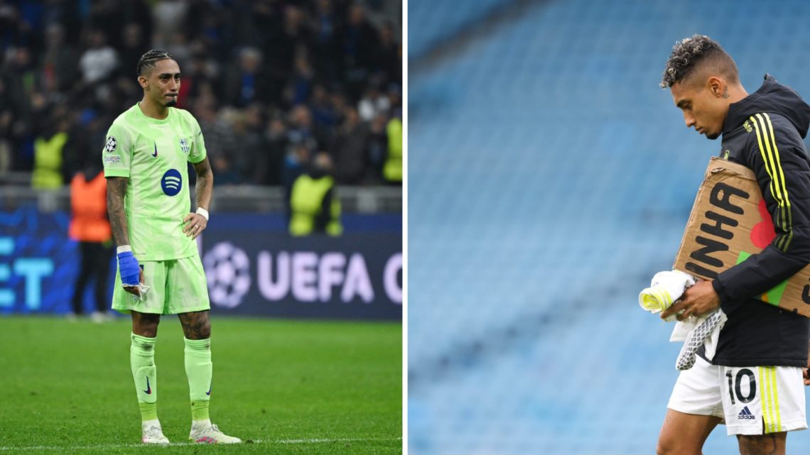 Raphinha in action for Barcelona on Tuesday night and after his last home game for Leeds.