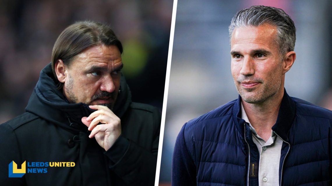 Split image of Leeds United manager Daniel Farke and Feyenoord manager Robin van Persie.