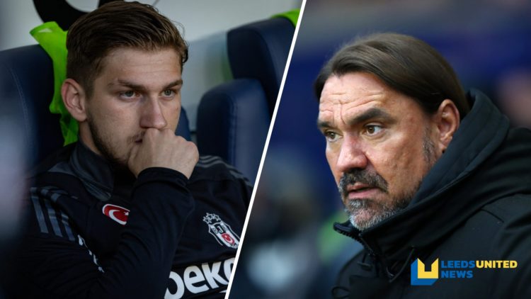 Split image of Besiktas forward Semih Kilicsoy sitting on the bench, and Leeds United manager Daniel Farke.