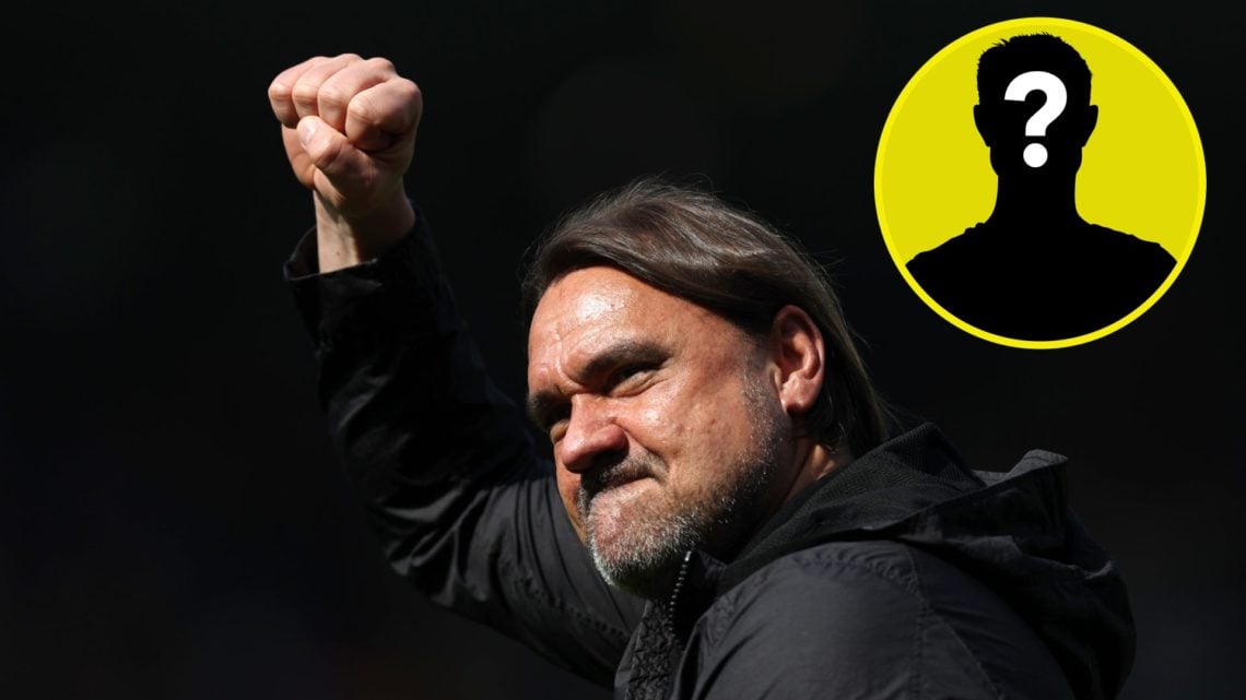 Daniel Farke, manager of Leeds United. Inset, LUN Mystery Player Icon