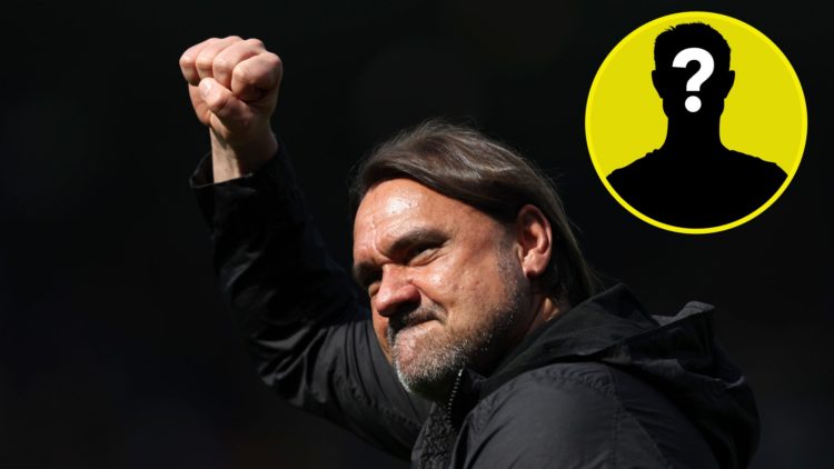 Daniel Farke, manager of Leeds United. Inset, LUN Mystery Player Icon