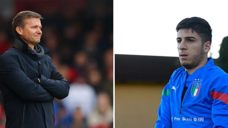 Jesse Marsch while Leeds United manager and Fabiano Parisi on Italy duty.