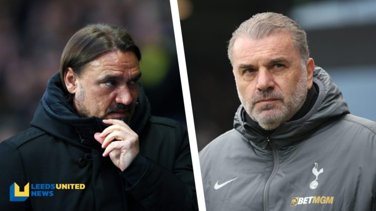 Split image of Leeds United manager Daniel Farke and Tottenham Hotspur boss Ange Postecoglou.