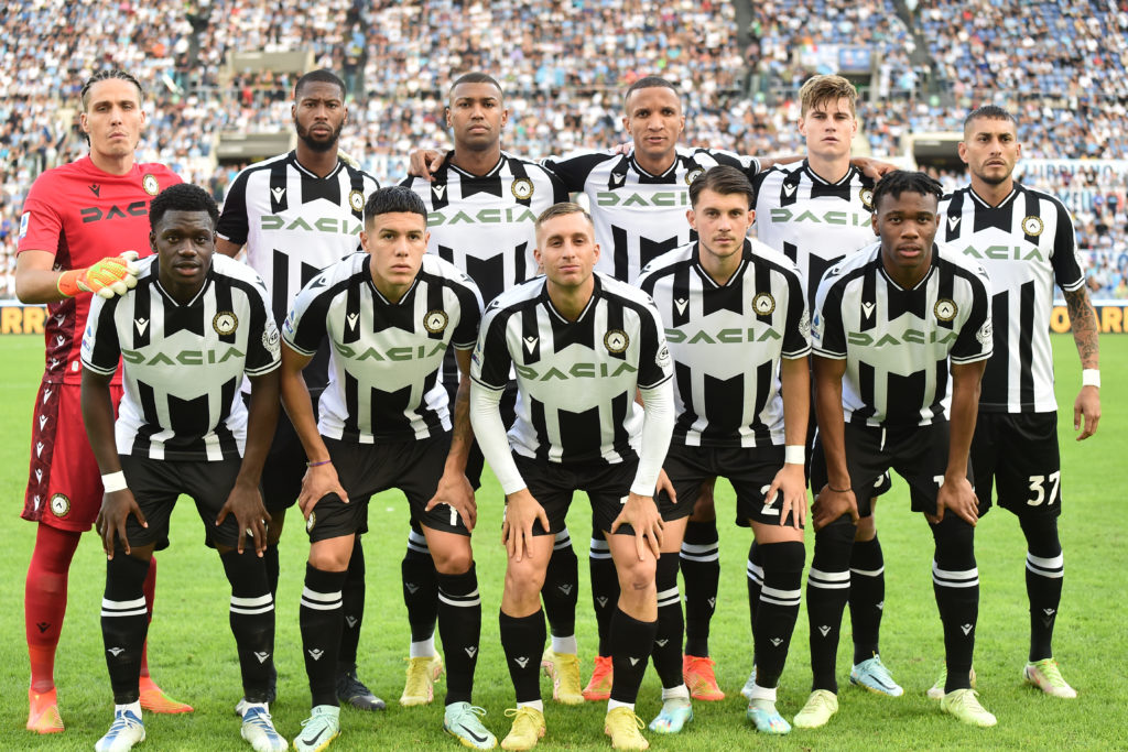 Udinese players Marco Silvestri, Rodrigo Becao, Jaka Bijol.
