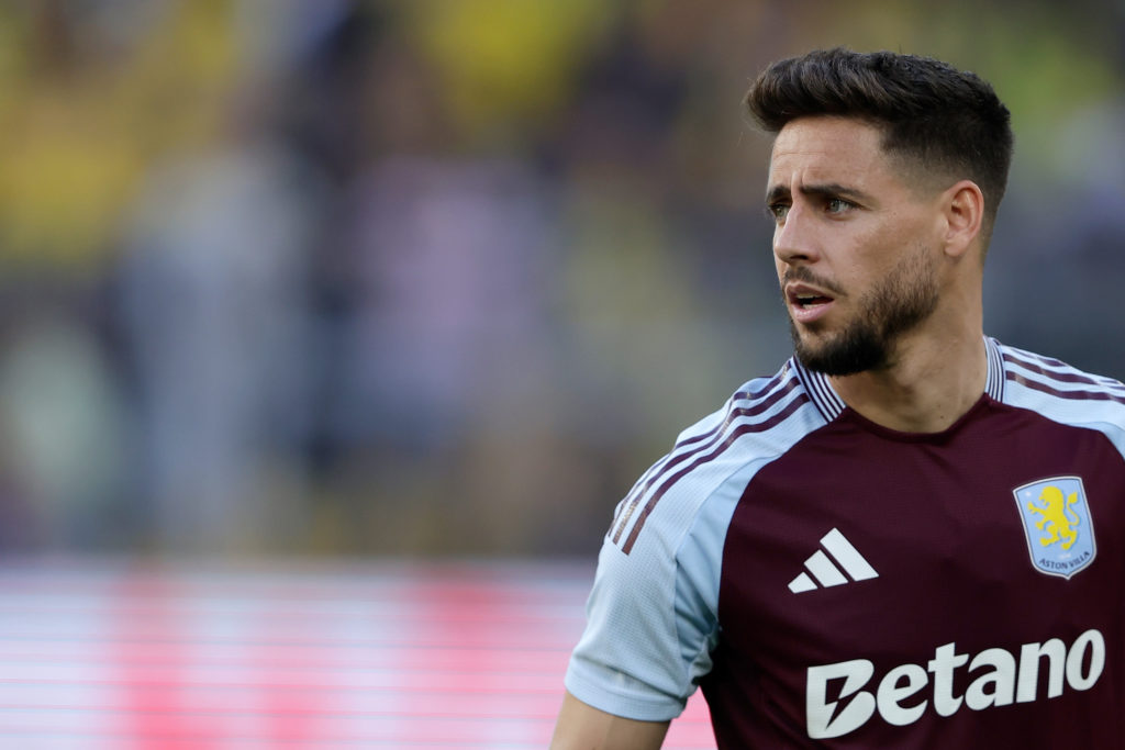 Alex Moreno in action during friendly between Borussia Dortmund and Aston Villa.