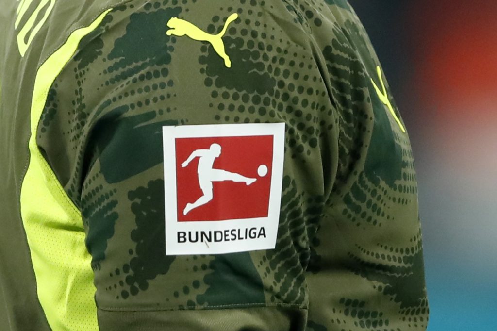 An image of the official Bundesliga logo as seen on a player's sleeve.