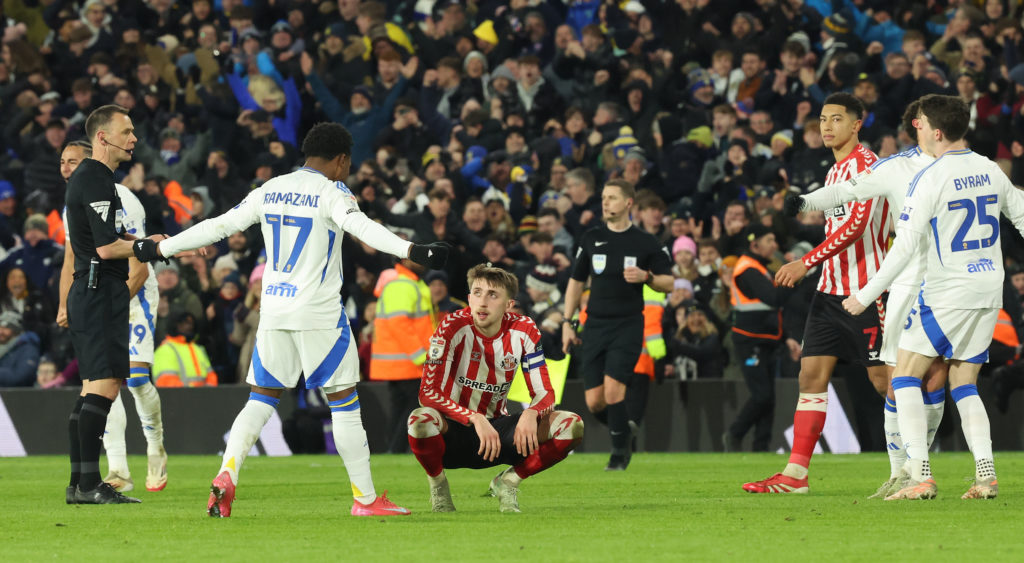 Largie Ramazani confronts Dan Neil after Leeds United beat Sunderland.