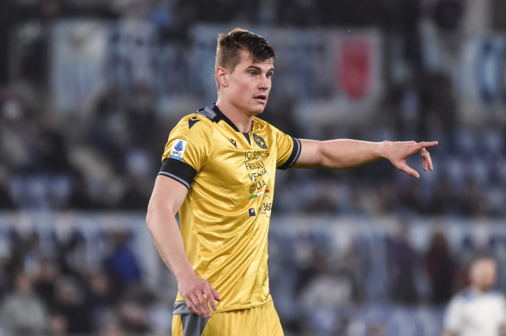 Jaka Bijol in action for Udinese against Lazio.