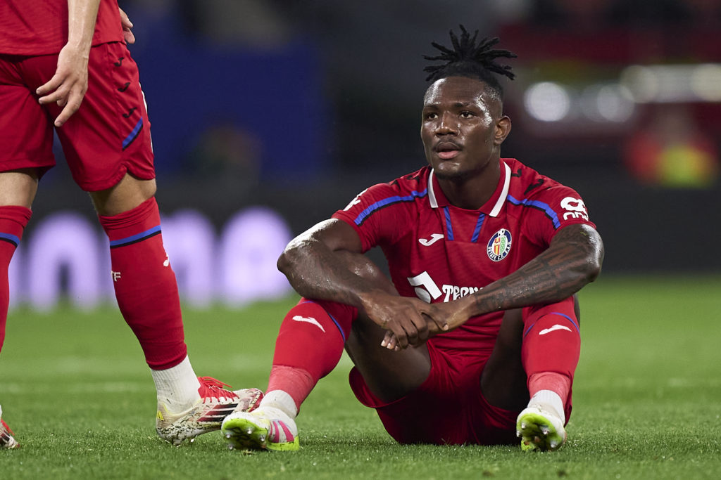 Christantus Uche looks dejected during a clash between Getafe and Espanyol.