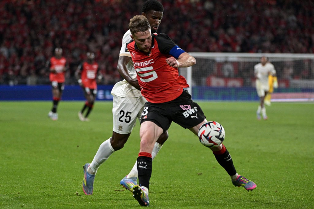 New Bournemouth signing Adrien Truffert in action for Rennes.