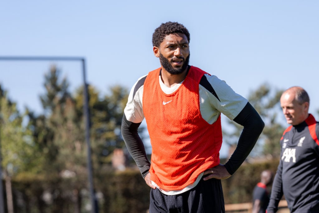 Joe Gomez during a Liverpool training session.