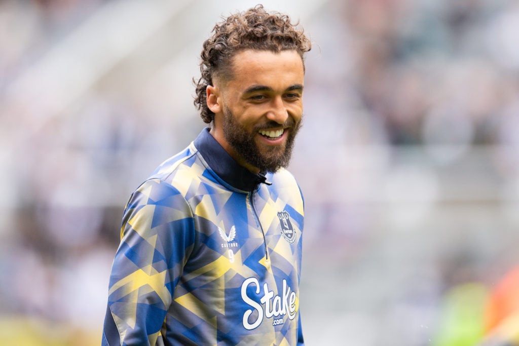 Dominic Calvert-Lewin warms up before an Everton fixture.