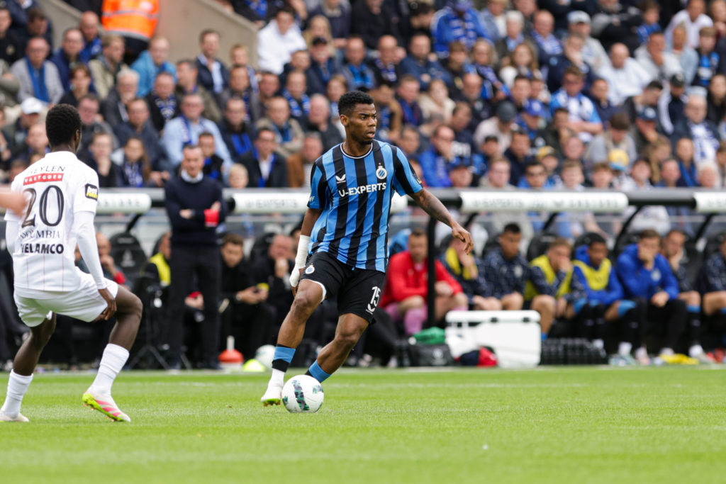 Raphael Onyedika in action for Club Brugge.