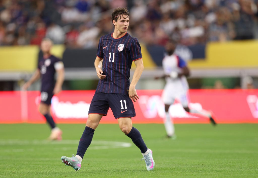 Brenden Aaronson in action for the USMNT.
