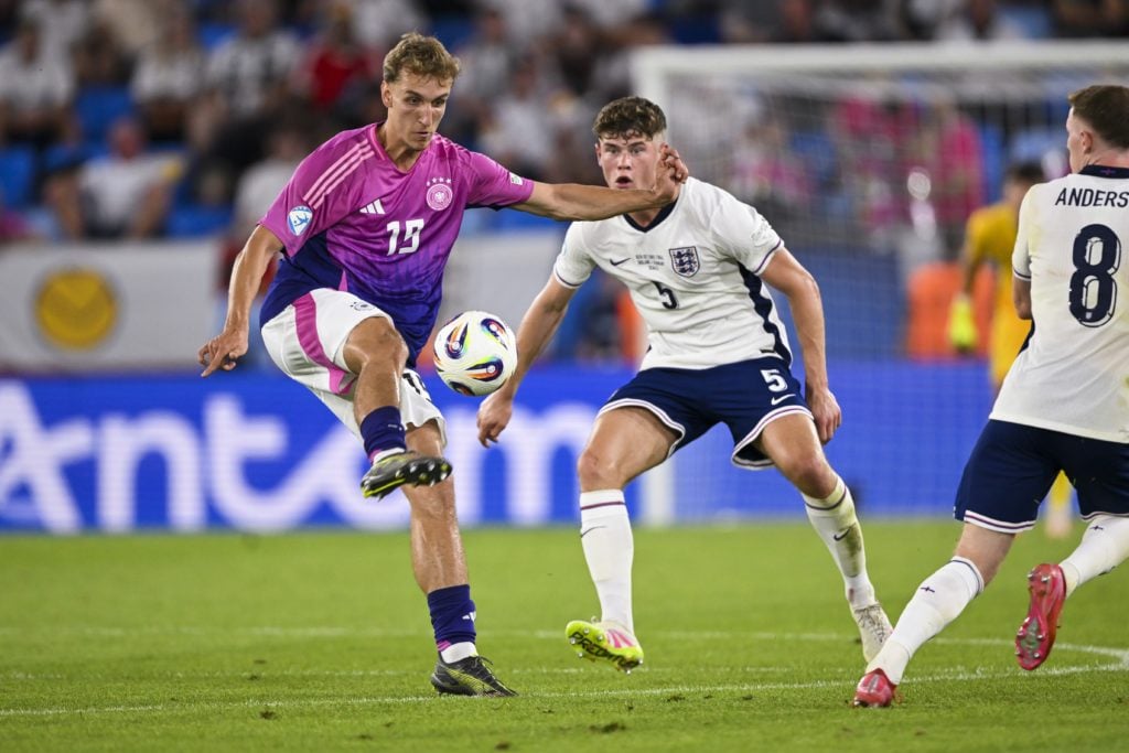 Charlie Cresswell in action for England's U21s in Euros final.