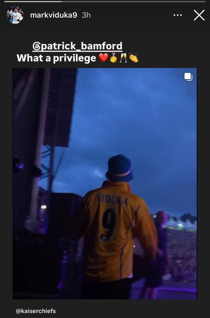 Screenshot of Mark Viduka describing Patrick Bamford choosing to wear a Leeds shjrt with the Aussia's name on the back as a "privilege".
