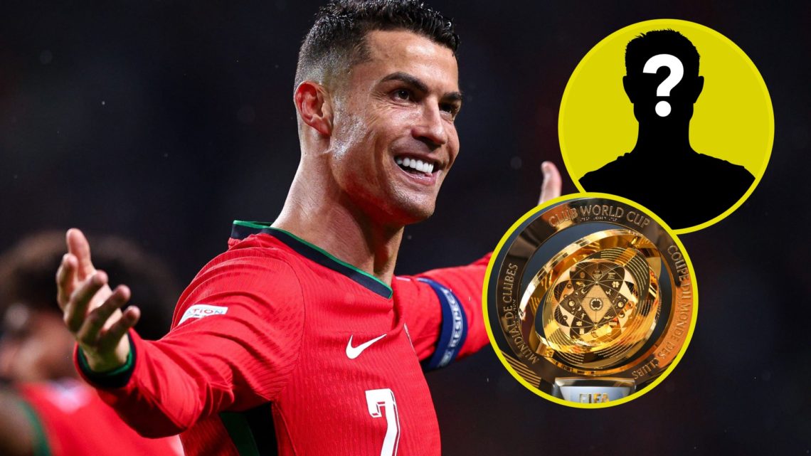 Image of Cristiano Ronaldo playing for Portugal. Inset, 2025 FIFA Club World Cup. Inset, LUN Mystery Player.