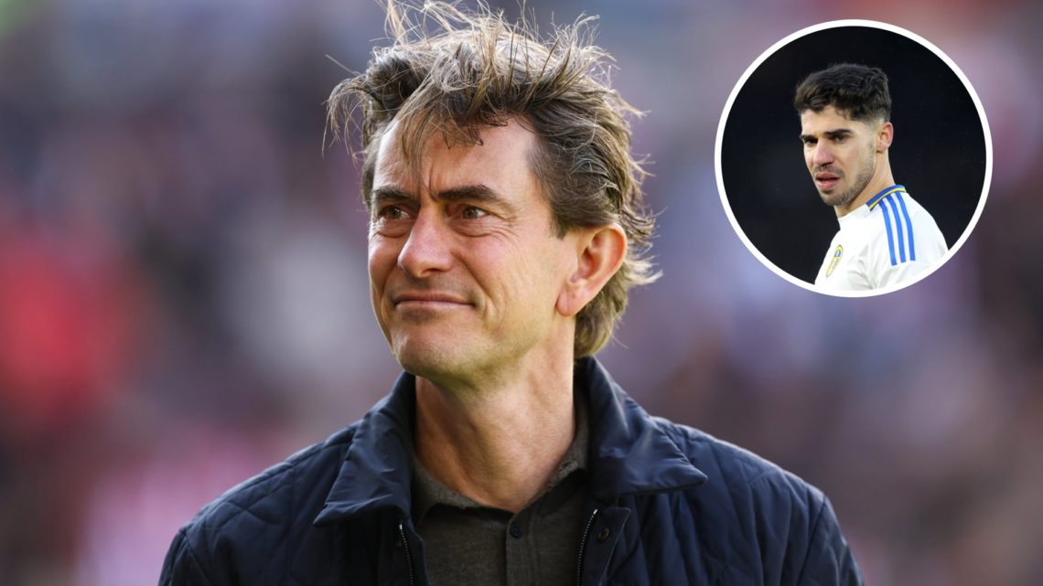Image of former Brentford manager Thomas Frank. Inset, Tottenham loanee Manor Solomon at Leeds United.