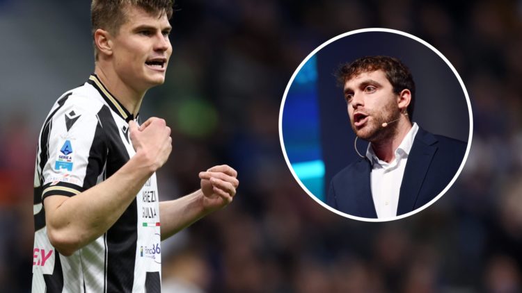 Udinese centre-back Jaka Bijol (left) and Fabrizio Romano (right)