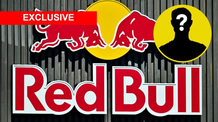 An image of the RedBull logo in 2024. Inset, LUN Mystery Player icon.