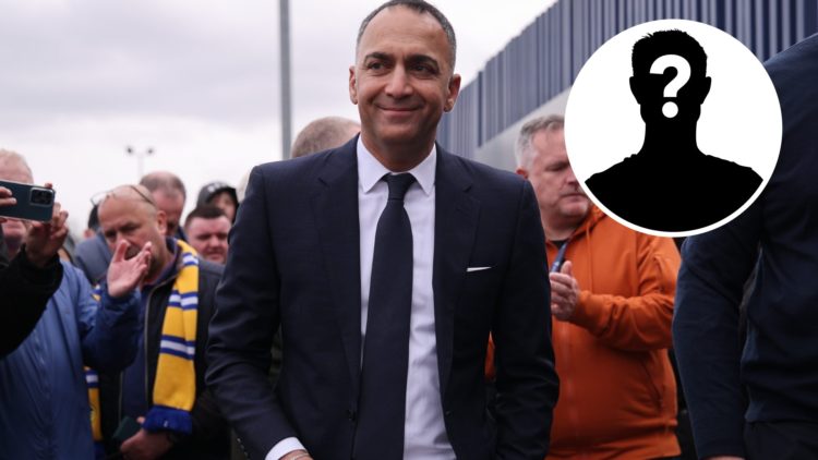 Leeds United owner Paraag Marathe walking outside Elland Road. Inset, LUN Mystery Player Icon.