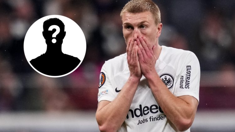 Rasmus Kristensen reacts during a game for Eintracht Frankfurt.
