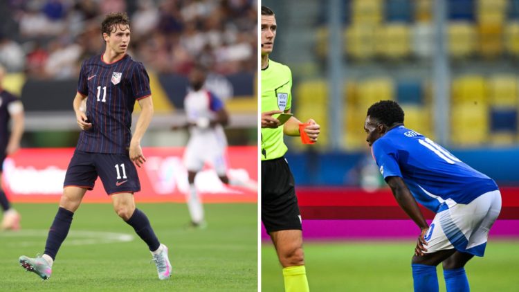 Willy Gnonto is sent off for Italy U21's and Brenden Aaronson in action for USMNT.
