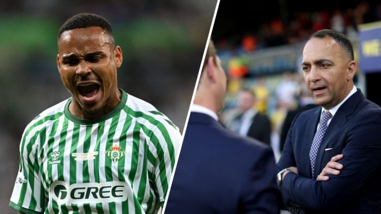 Real Betis defender Natan de Souza (left) and Leeds United owner Paraag Marathe (right)