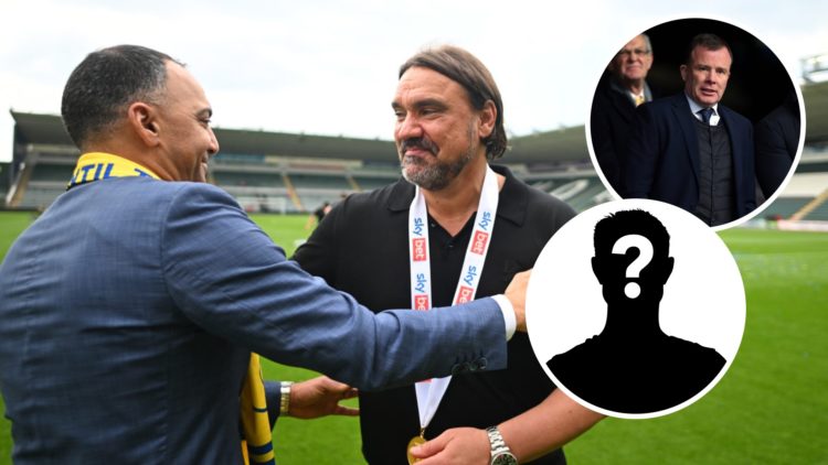 Leeds United manager Daniel Farke and chairman Paraag Marathe. Inset, former Leeds CEO Angus Kinnear