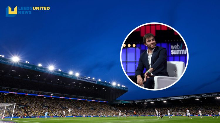 Leeds United's Elland Road during a Championship match. Inset a picture of football journalist Fabrizio Romano.