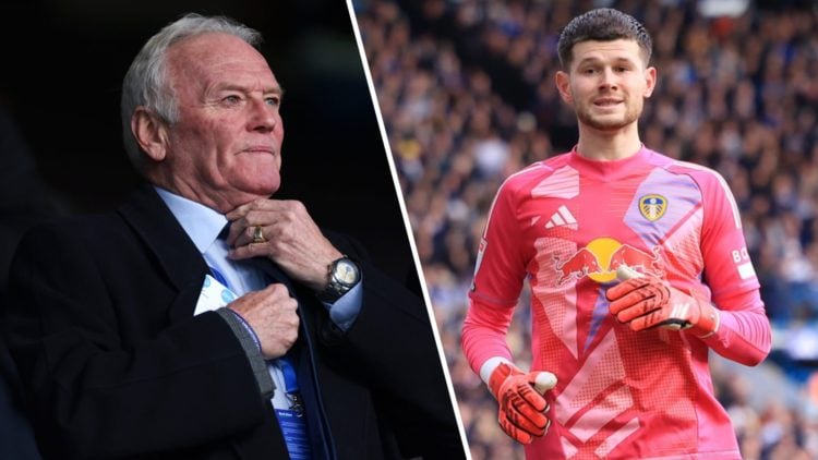 Split image of former Leeds United player Eddie Gray and Leeds United goalkeeper Illan Meslier.