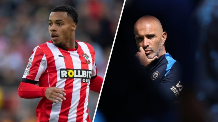 Split image of Southampton striker Cameron Archer and Chelsea manager Enzo Maresca.