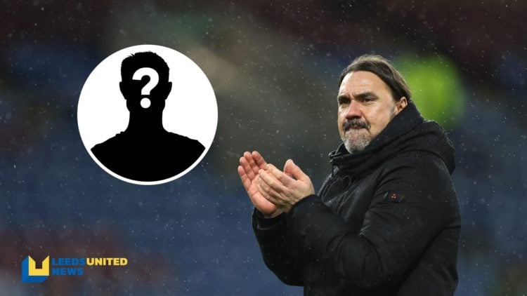 Leeds United manager Daniel Farke applauds the supporters. Inset a picture of a mystery player.