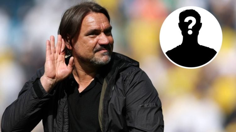 Leeds United manager Daniel Farke celebrating win over Preston North End. Inset, LUN Mystery Player.