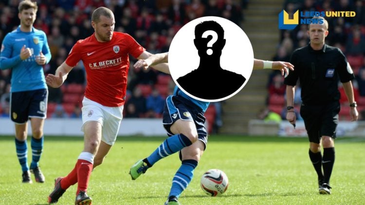 Leeds United player Noel Hunt in action against Barnsley. Inset a picture of a mystery player.