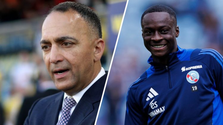 Split image of Leeds United owner Paraag Marathe speaking at Elland Road and Habib Diarra smiling.