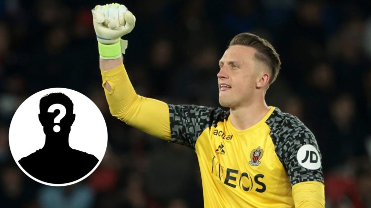 Marcin Bulka punches the air as Nice celebrate a win