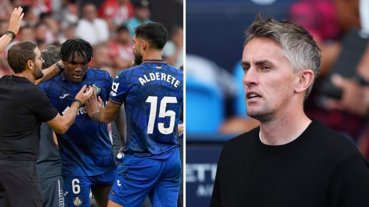 Split image of Getafe striker Christantus Uche and Ipswich Town boss Kieran McKenna.