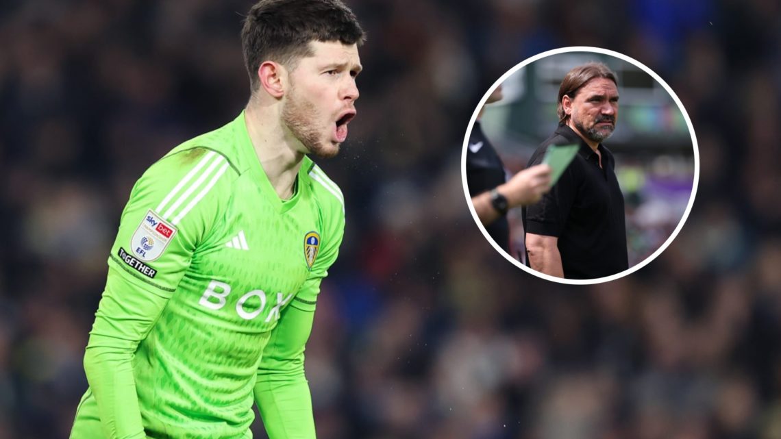 Leeds United goalkeeper Illan Meslier (left) and Leeds manager Daniel Farke (right)