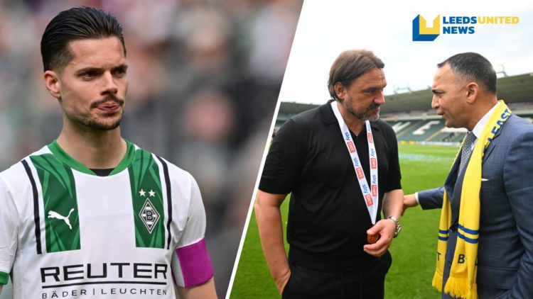 Daniel Farke and Paraag Marathe discuss matters during Leeds United's promotion celebrations, while Julian Weigl captains Gladbach.