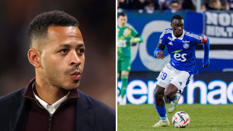 Liam Rosenior looks on during as manager and Habib Diarra in action for Strasbourg.