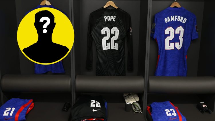 Nick Pope's England shirt alongside Leeds United striker Patrick Bamford. Inset, LUN Mystery icon.