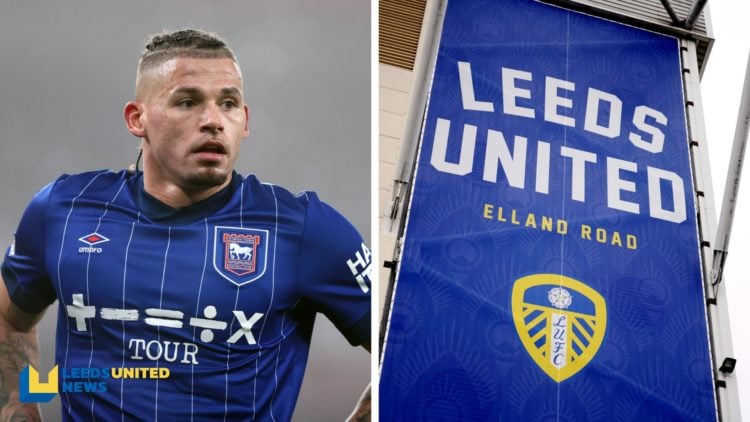 Split image of Kalvin Phillips during a Premier League match for Ipswich Town, and a general image of Leeds United's Elland Road stadium.