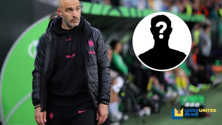 Chelsea manager Enzo Maresca on the sideline during the Europa Conference League final. Inset a picture of a mystery player.