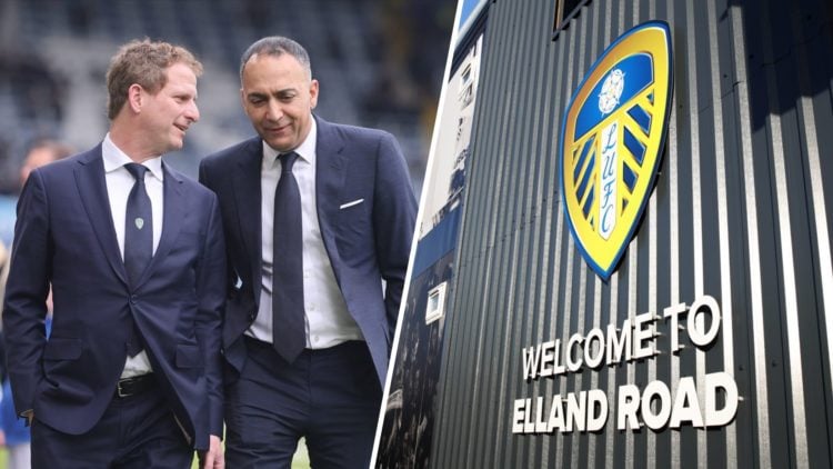 49ers and Leeds United chairman Paraag Marathe (left) with Elland Road stadium (right)